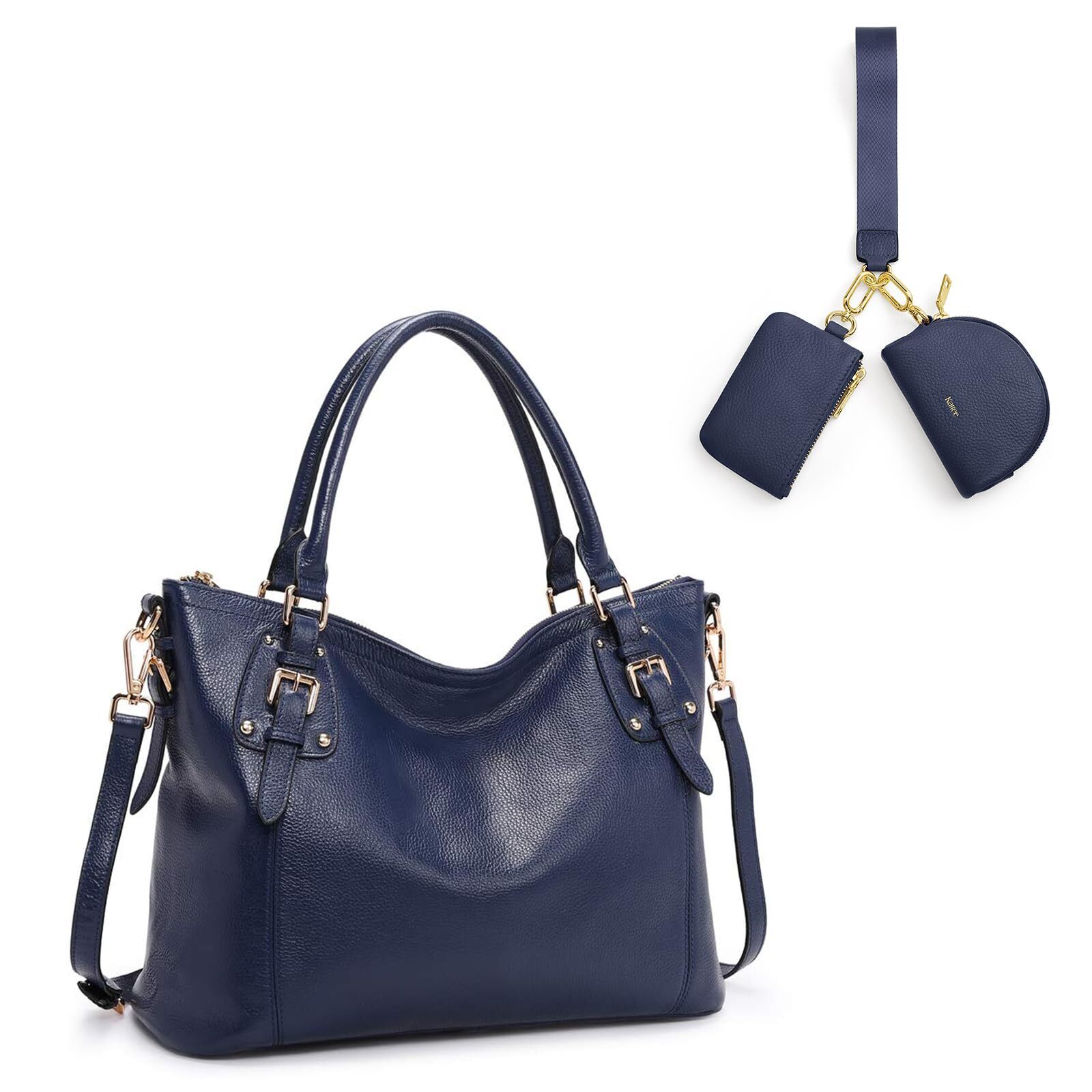 9020 Leather Tote Purse Bundle With Dual Pouch Wristlet Wallet